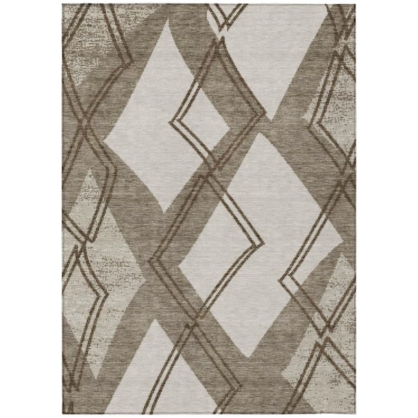 Chantille Machine Washable Indoor/Outdoor Abstract ACN2909 Linen 10 ft. x 14 ft. Area Rug