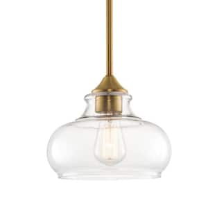 Harlow 60-Watt 1-Light Warm Brass Modern Pendant Light with Clear Shade, No Bulb Included