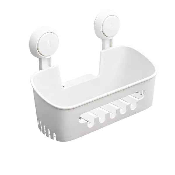 Shower Organizer Series Suction Cup Mount Powerful Hold, All-Around Drainage, Removable Design Shower Caddy, in White