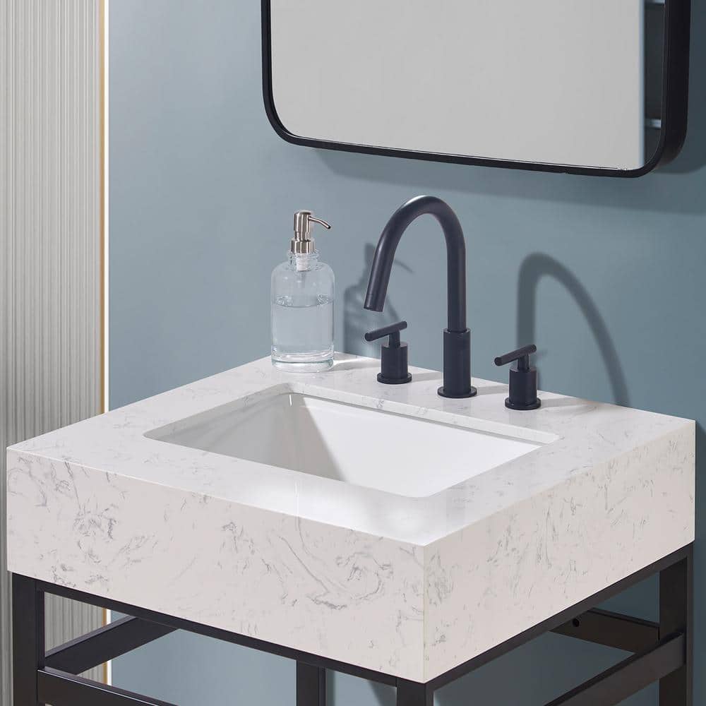 24" White Ceramic Bathroom Vanity Top with Sink