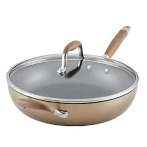 12 in. Durable Hard-Anodized Aluminum Nonstick Stain-Resistant Skillet with Glass Lid and Comfortable Grip Helper Handle