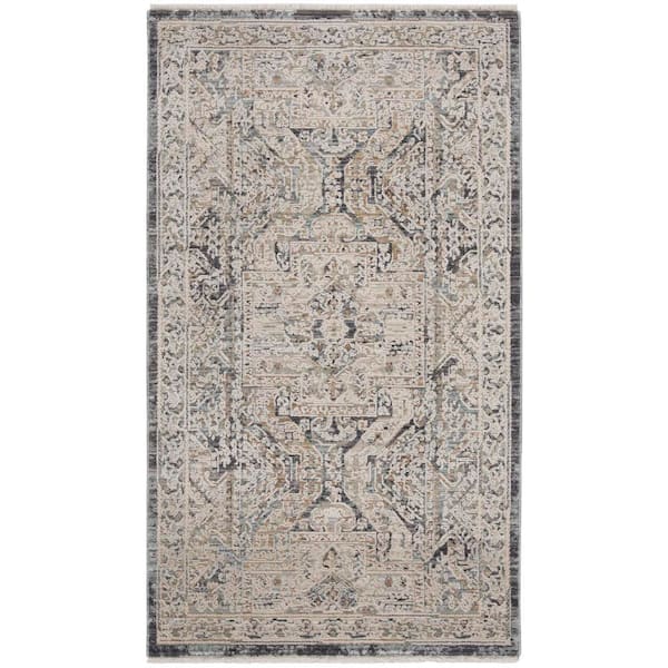 Nourison Lynx Ivory Charcoal 3 ft. x 5 ft. All-Over Design Transitional Area Rug