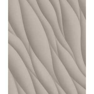 Taupe 3D Ocean Waves Print Non-Woven Paper Paste the Wall Textured Wallpaper 57 sq. ft.