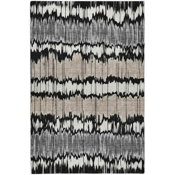 Dream Shag Premium Machine Washable Abstract ADS755 Black 3 ft. x 5 ft. Area Rug