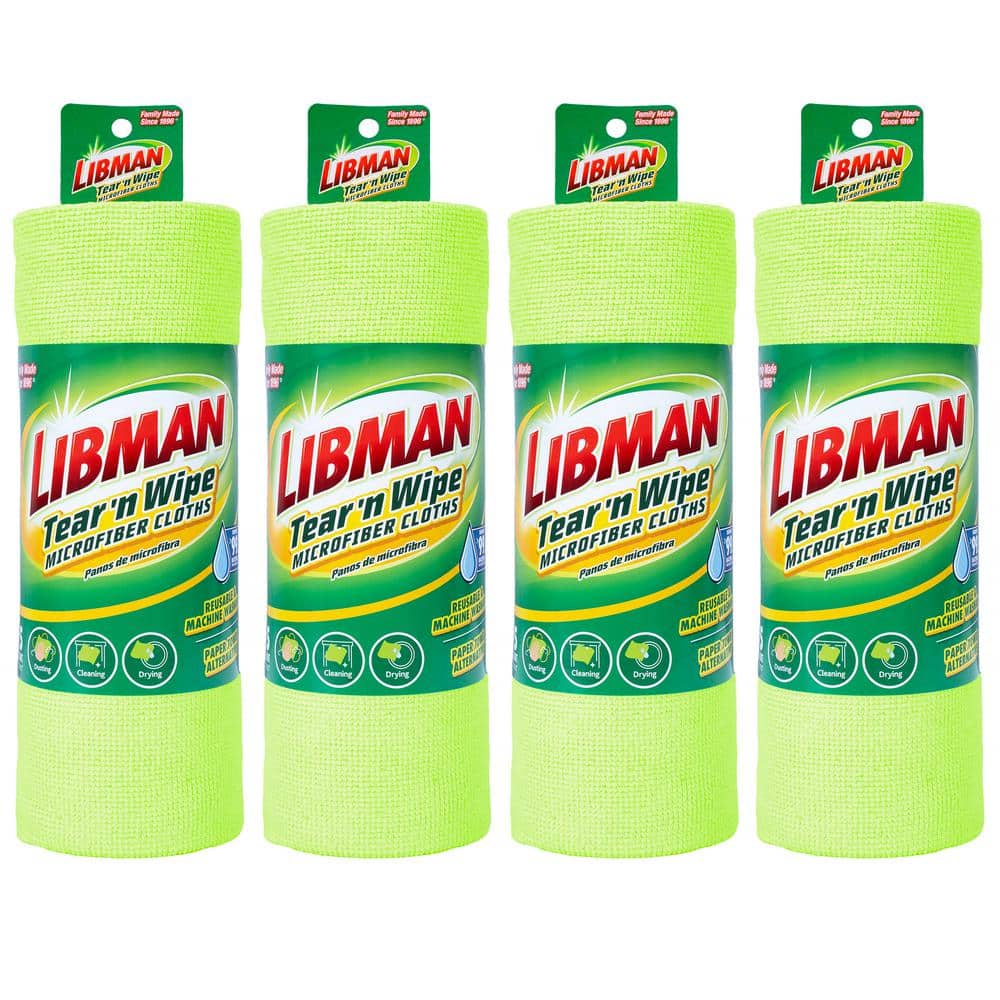 Libman 9.5 in. x 12 in. Tear 'N Wipe All-Purpose Microfiber Cloth Towels (15 Cloths per Roll, 60 Cloths Total)