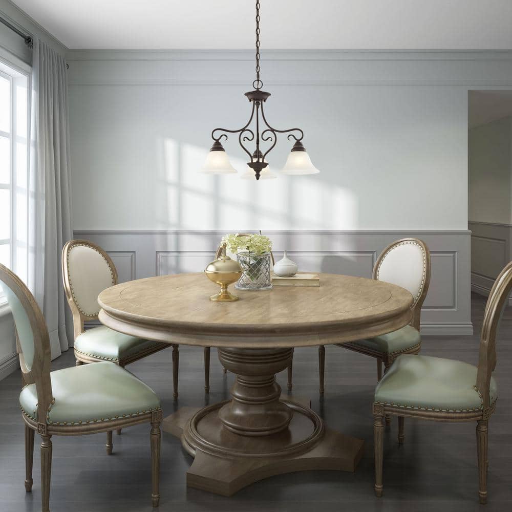 Timeless Bronze 3-Light Chandelier with White Alabaster Glass
