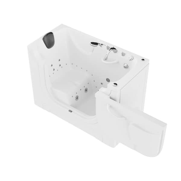 WTHDX Series 30 in. x 60 in. Right Drain Combination Jetted Walk-in Bathtub in White with Powered Fast Drain