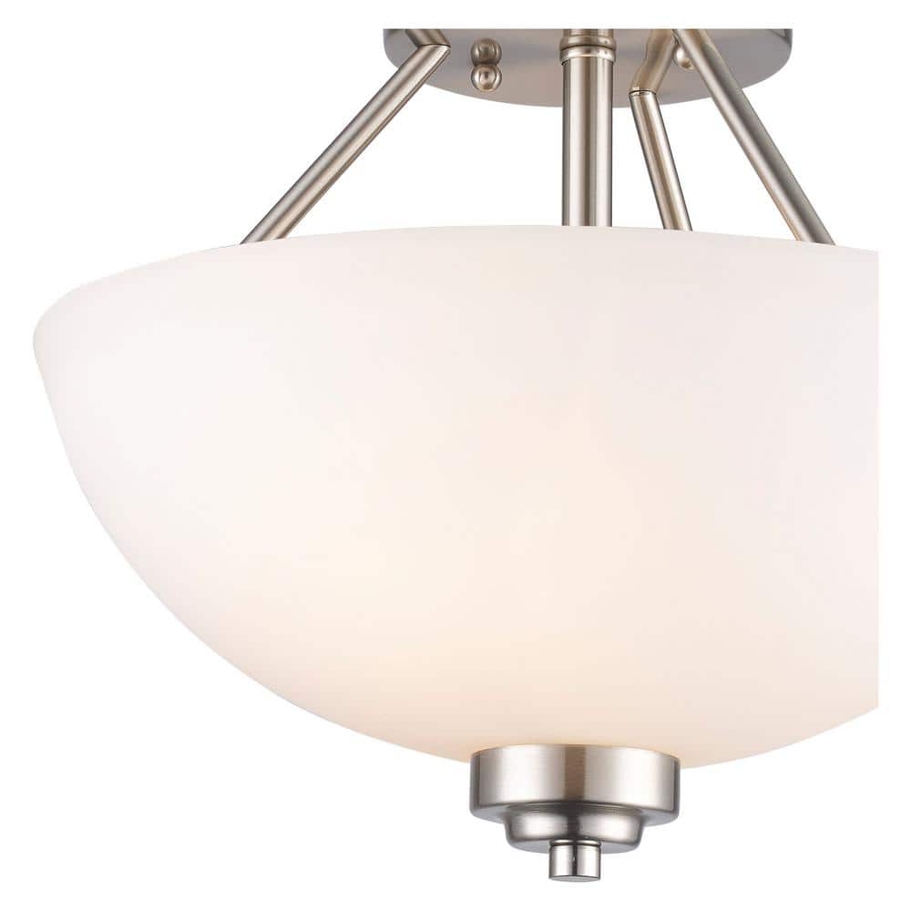Brushed Nickel 13.5" Semi-Flush Mount with Frosted Glass Shade