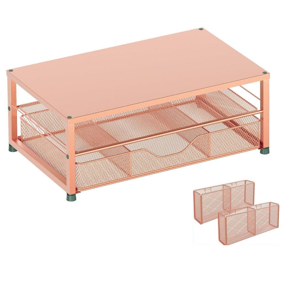 Vanity Organizer in Rose Gold, Desk Organizer, 2-Tier Computer Monitor Stand Riser with Drawer and 2 Pen Holders price history on PriceWatchPro