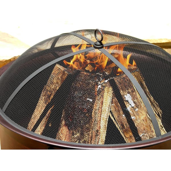 Hampton Bay Fire Pit 34 In Wire Mesh Cover Cauldron Style Cast Iron Screen for sale online