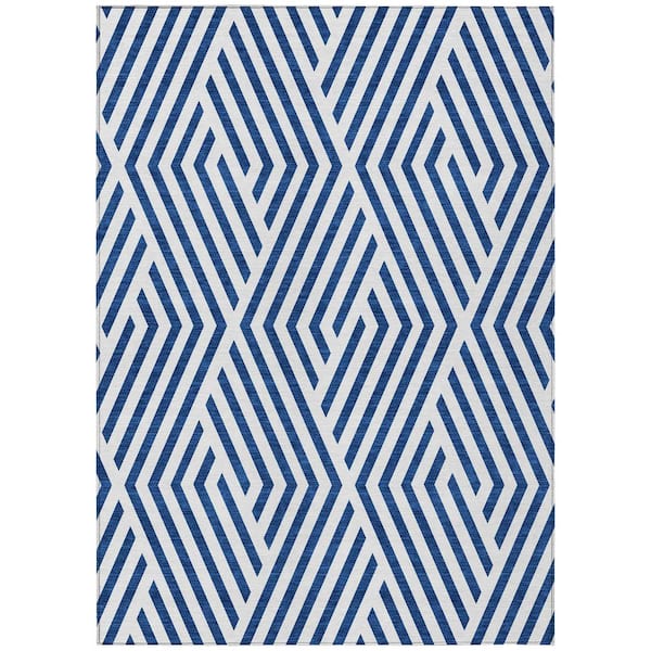 Chantille ACN550 Navy 9 ft. x 12 ft. Machine Washable Indoor/Outdoor Geometric Area Rug