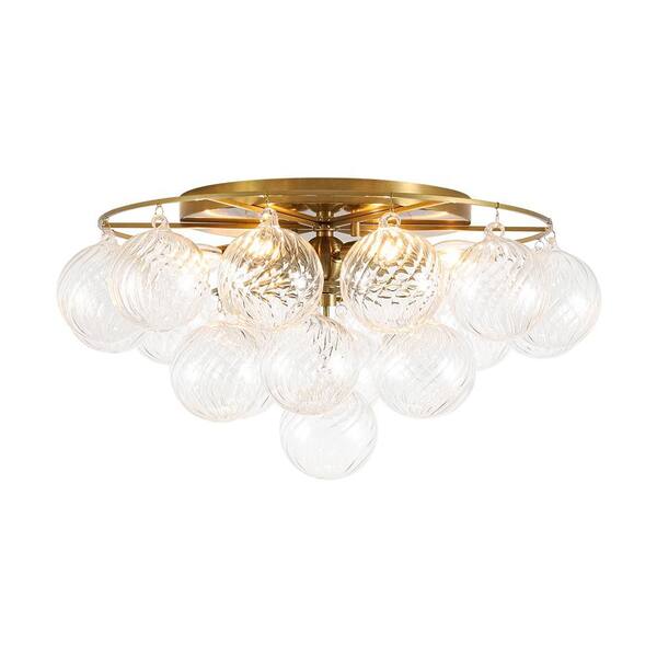 HUOKU Neuvy 6-Light 22.4-inch Aged Brass Flush Mount Modern
