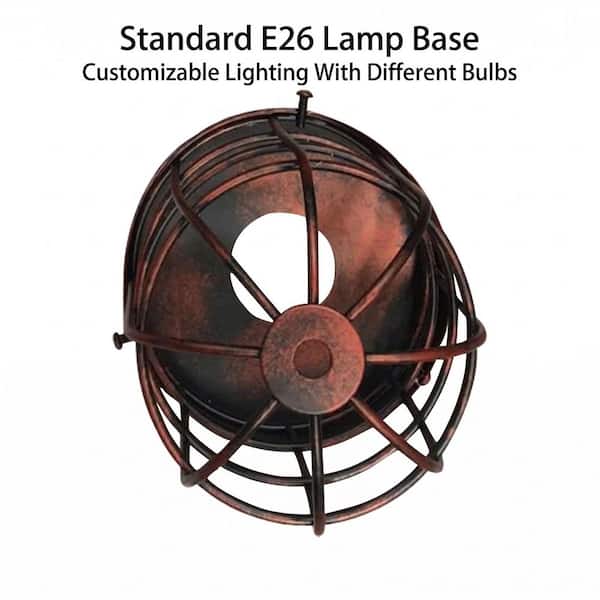 OUKANING 1-Light Rust Retro Farmhouse Industrial Cage Pendant