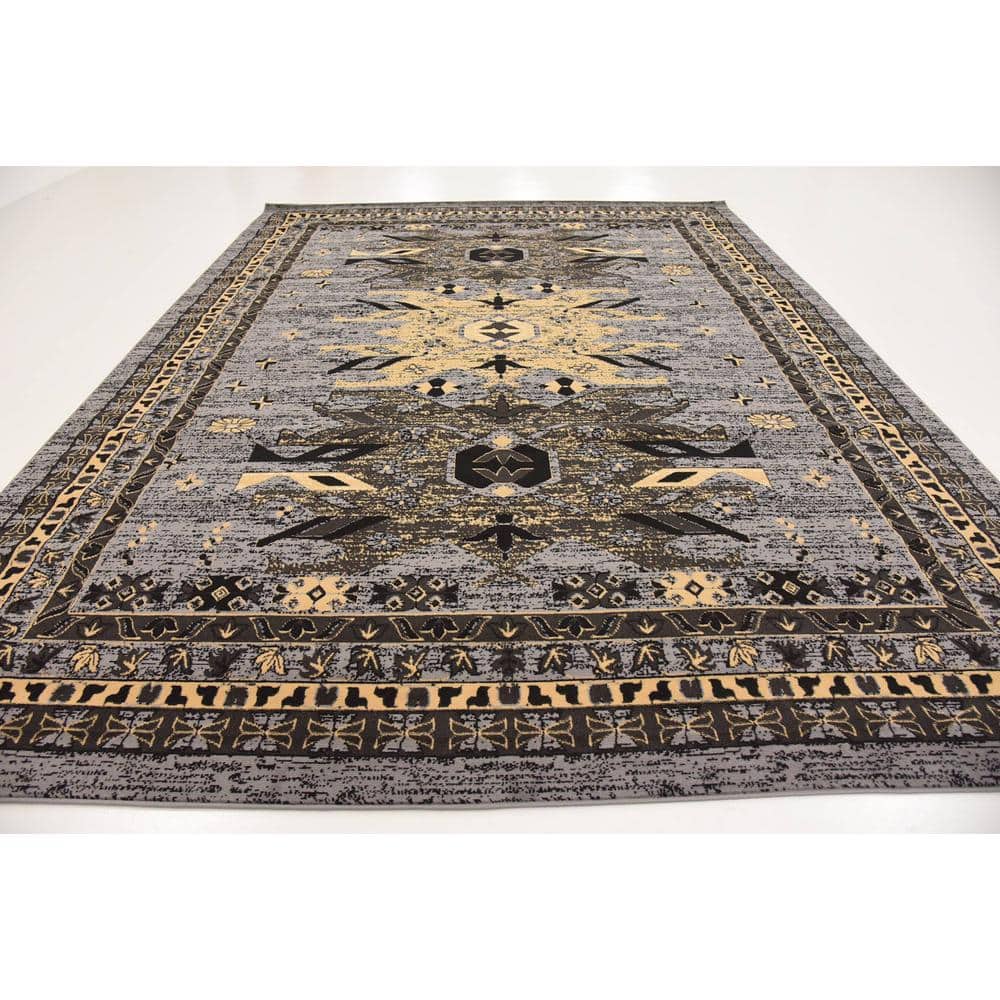 Handmade Taftan Gray Synthetic 9' x 12' Easy-Care Area Rug