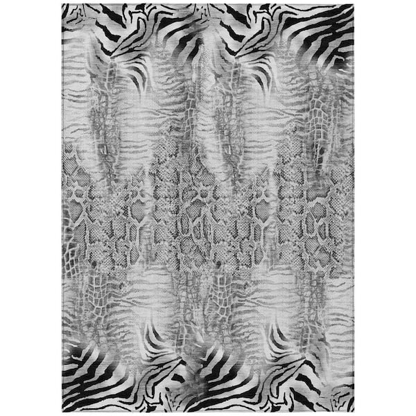 Chantille Machine Washable Indoor/Outdoor Abstract ACN2276 Gray 8 ft. x 10 ft. Area Rug