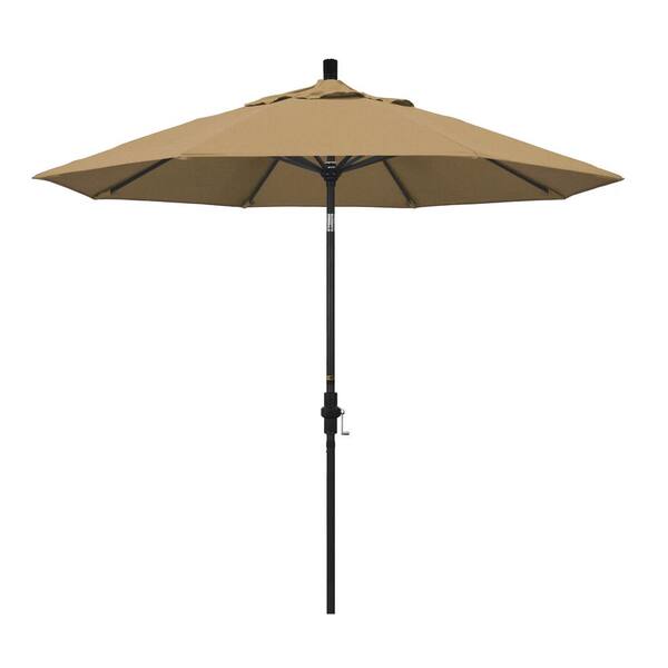 California Umbrella 9 ft. Aluminum Collar Tilt Patio Umbrella in Straw Olefin
