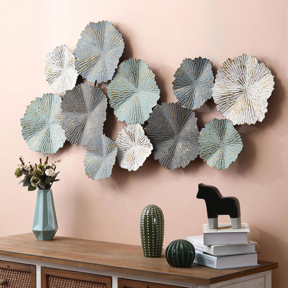 LuxenHome 48" Multicolor Metal Floral Wall Sculpture