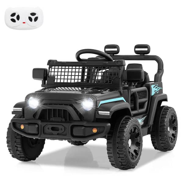 9.25 in. 3+ Years Old 12V Kids Ride on Truck Car Battery Powered Electric Vehicle with Remote Control Black