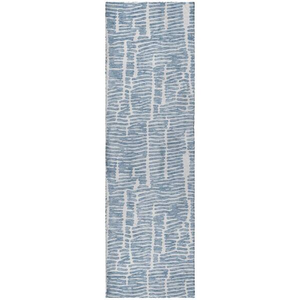 Dream Shag Premium Machine Washable Abstract ADS830 Blue 2 ft. x 7 ft. Runner Rug