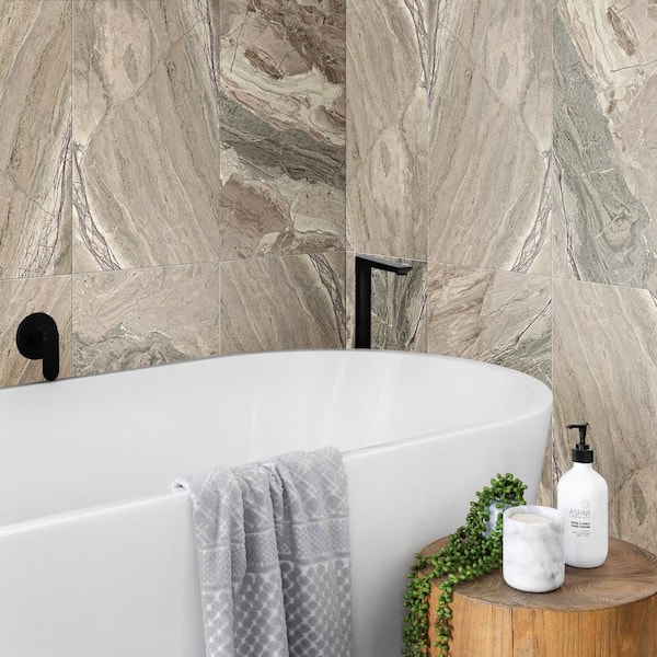 Apollo Tile Splendor Stone Beige 12-in x 24-in Matte Porcelain Brick Marble Look Floor and Wall Tile (11.62-sq. ft/ Carton)