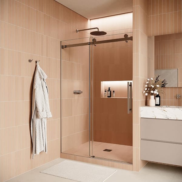 Streamline Pontesei 60 in. W x 74 in. H Sliding Shower Door, CrystalTech Treated 5/16 in. Tempered Clear Glass, Chrome Hardware