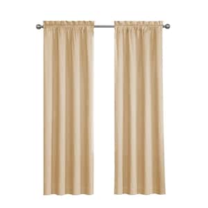 Cassidy Thermaback  Gold Chevron Pattern  Polyester 42 in. W x 95 in. L Blackout Single Grommet Top Curtain Panel