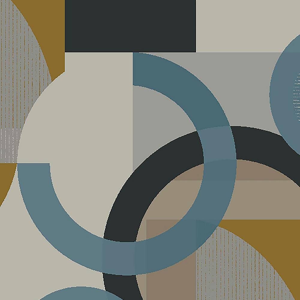 NEXT Retro Shapes Geo Blues and Mustard Wallpaper