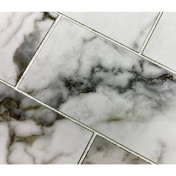 Abolos Nature 112-Pack Bianco Carrara White/Matte 3-in x 6-in Matte Glass Marble Look Wall Tile