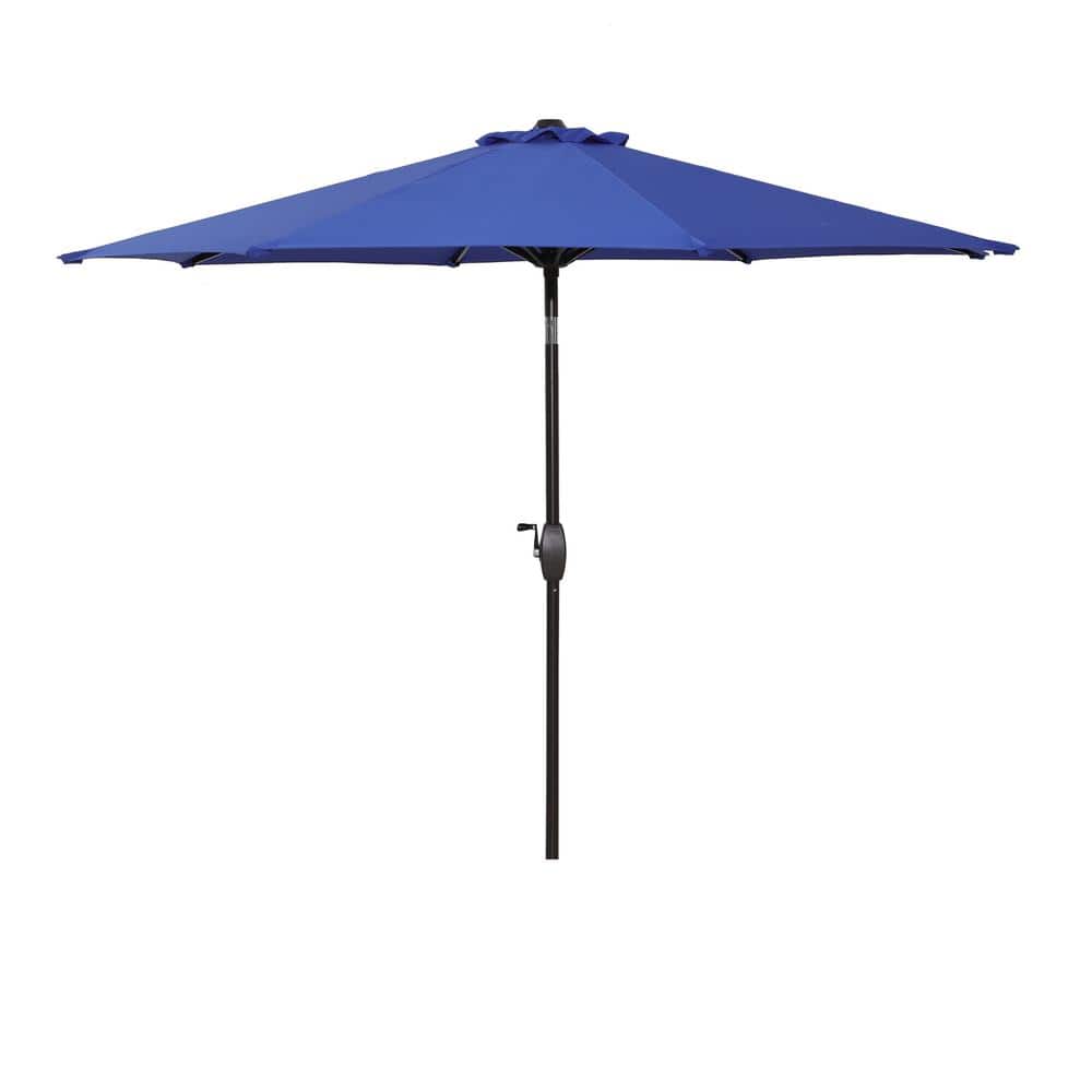 SERGA 9 ft. Outdoor Patio Market Umbrella with Crank Lift in Navy Blue