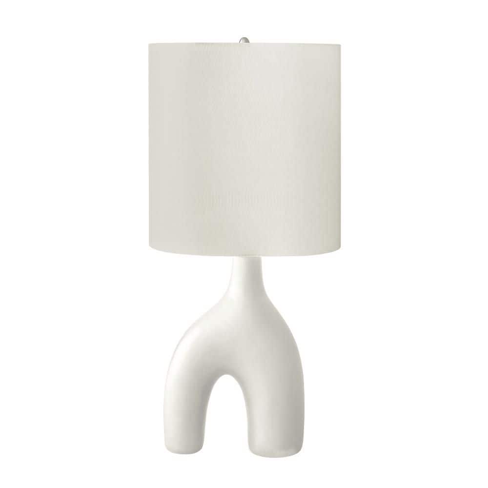 25 in. White Ceramic 1-Light Table Lamp with Two-Leg Sculptural Base and Ivory Fabric Shade for Living Room, Bedroom price history on PriceWatchPro