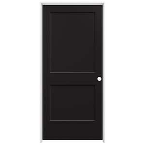 36 in. x 80 in. Monroe Black Painted Left-Hand Smooth Solid Core Molded Composite MDF Single Prehung Interior Door