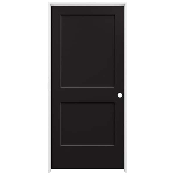 JELD-WEN 36 in. x 80 in. Monroe Black Painted Left-Hand Smooth Solid Core Molded Composite MDF Single Prehung Interior Door