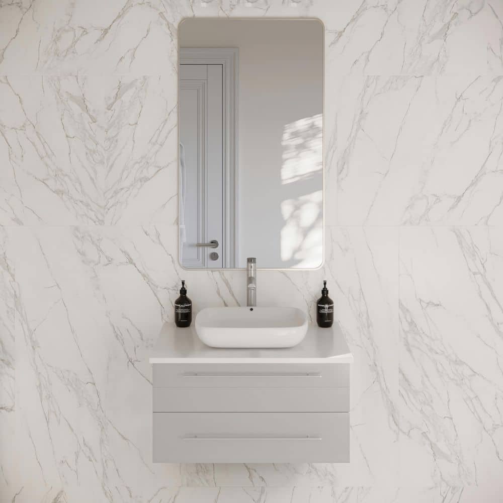 29'' Gray Solid Wood & MDF Modern Wall-Mounted Vanity Cabinet