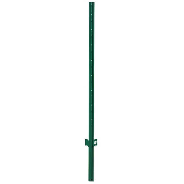 Everbilt 1 in. x 2-1/4 in. x 7 ft. Green Steel Fence U Post with Anchor Plate