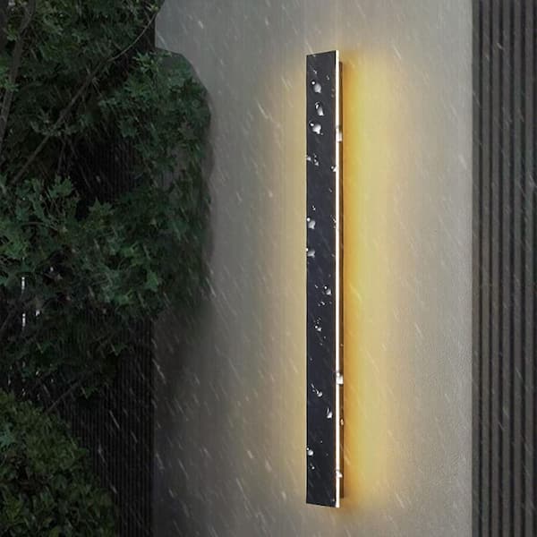 39 in. 20-Watt Black Outdoor Modern Linear Hardwired Integrated LED Wall Sconce, 3000K Warm Light Waterproof IP67