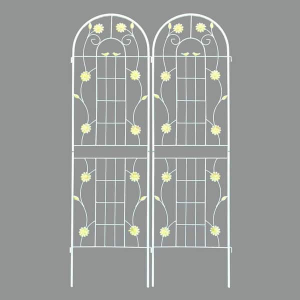 71 in. Metal Garden Trellis, Outdoor Flower Support, Rustproof Trellis for Climbing Plants, Cream White (2-Pack)