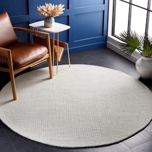 Abstract Light Gray/Ivory 6 ft. x 6 ft. Speckled Round Area Rug