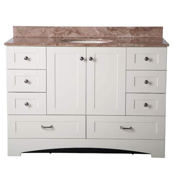 St. Paul 48 in. Manchester Vanity in Vanilla with Stone Effects Vanity Top in Mayan Ivory