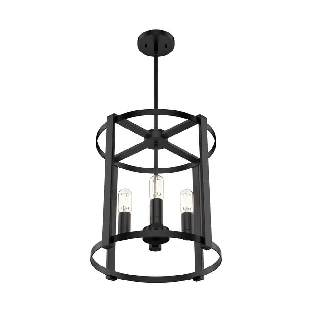 Matte Black Aluminum 4-Light Drum Chandelier