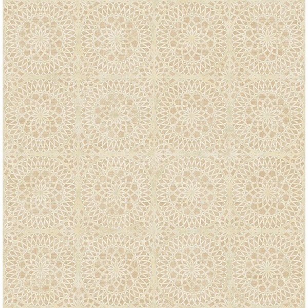 Kenneth James Twist Beige Medallion Paper Strippable Roll (Covers 56.4 sq. ft.)