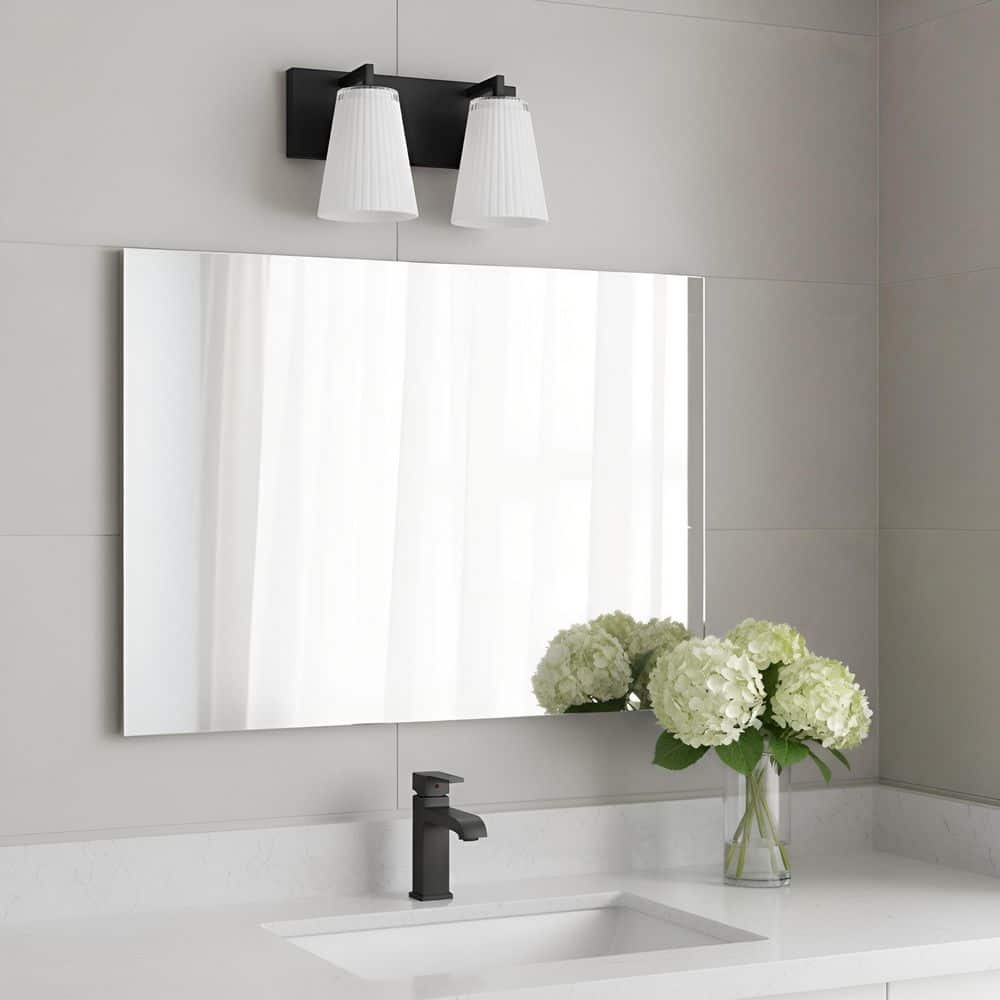 Upson 12 in. W x 7.75 in. H 2-Light Midnight Black Dimmable Medium Bathroom Vanity Light with Glass Shades price history on PriceWatchPro