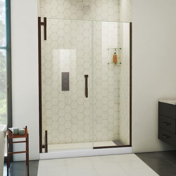 DreamLine Ascend 53-1/2 in. W x 72 in. H Pivot Frameless Shower Door in Oil Rubbed Bronze