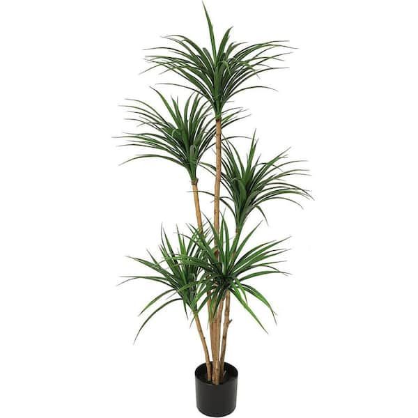 5 ft. Artificial Dracaena Tree, Realistic Fake Dracaena Plant, Tall Dracaena Houseplant Adjustable Lifelike Faux Tree