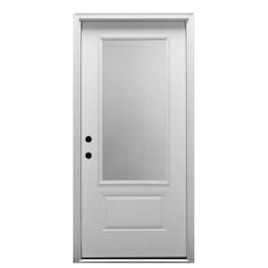 36 in. x 80 in. Right-Hand Inswing 3/4-Lite Clear 1-Panel Classic Primed Fiberglass Smooth Prehung Front Door