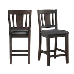 Carter Dark Gray Upholstery Solid Wood Side Chair Set of 2