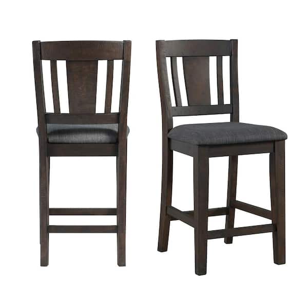 Picket House Furnishings Carter Dark Gray Upholstery Solid Wood Side Chair Set of 2