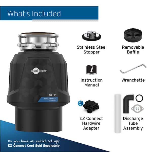 InSinkErator Power 900, 3/4 HP Garbage Disposal, Power Series EZ Connect Continuous  Feed Food Waste Disposer POWER 900 The Home Depot