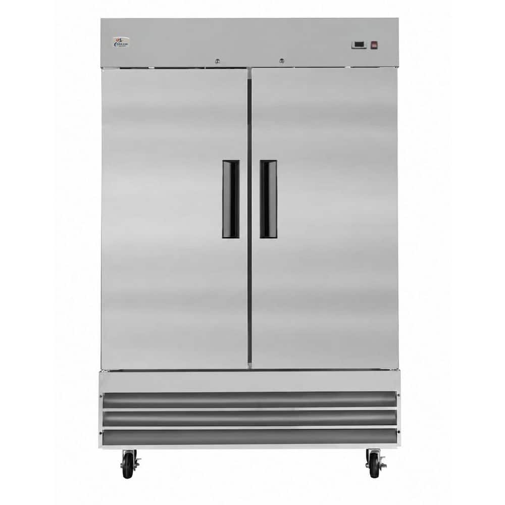 54 in. 47 cu. ft. NSF Auto/Cycle Defrost Commercial Double Door Reach in Upright Freezer in Stainless Steel