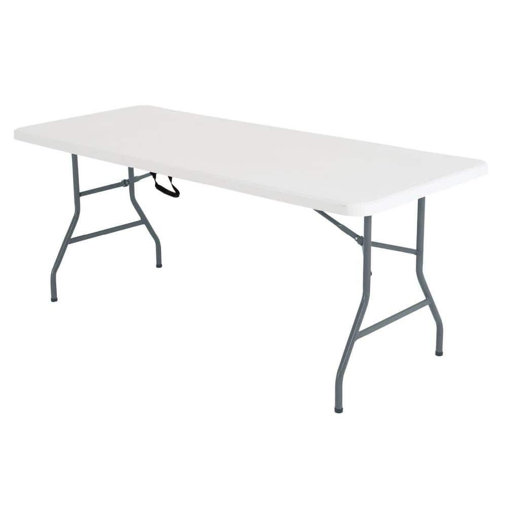 PEAKFORM 6 ft. White Plastic Top Folding Banquet Table 80919 - The