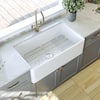 DEERVALLEY White Fireclay 33 in. L Rectangular Single Bowl Farmhouse ...